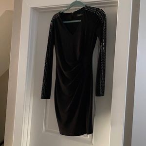 Black long sleeve cocktail stretch dress